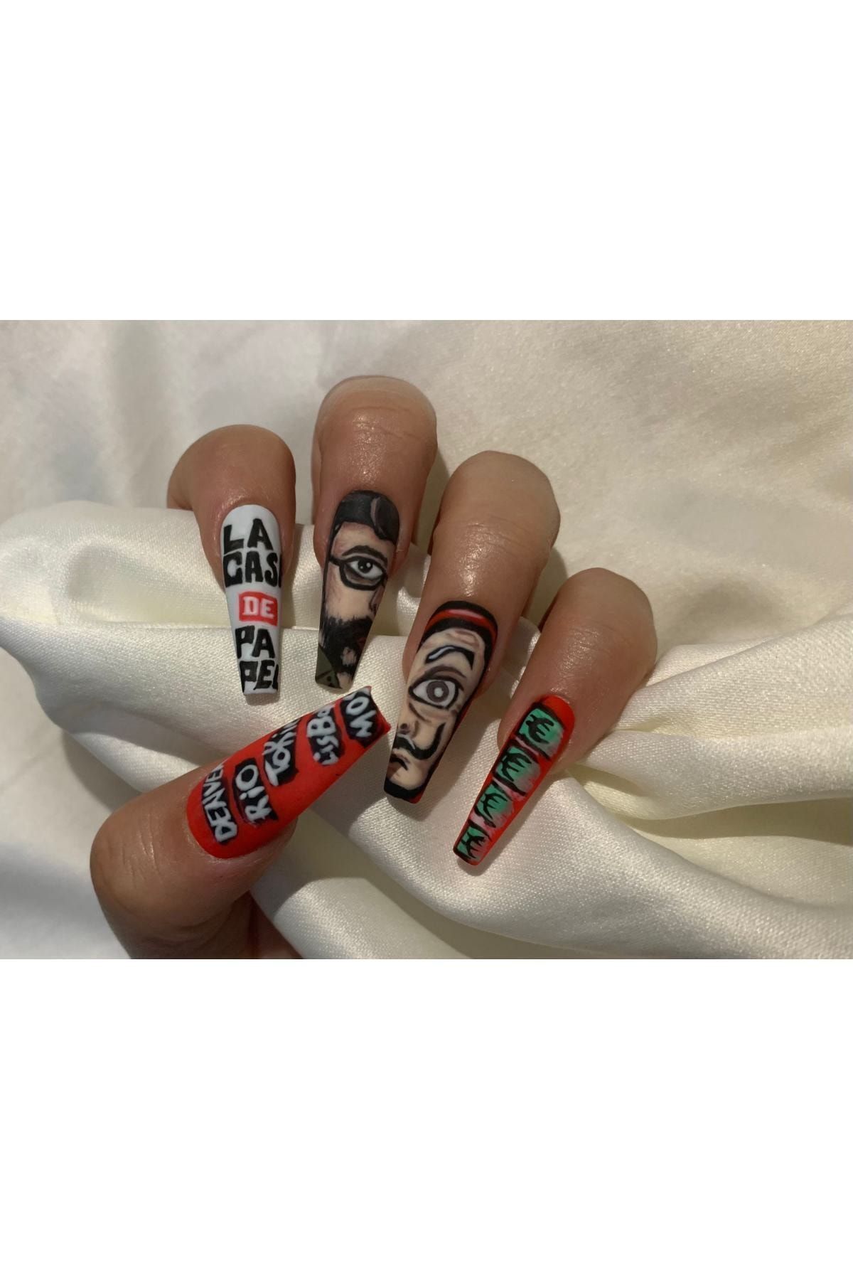 Liygge Butik Takma Tırnak Protez Tırnak Süsleme Nail Art La Casa De Papel