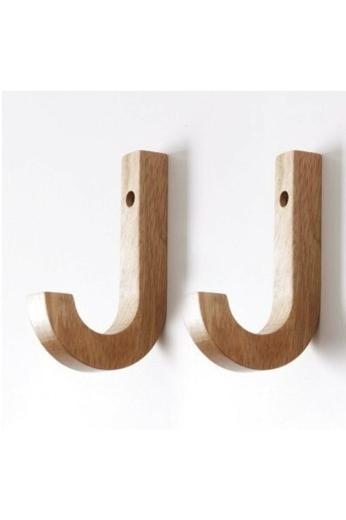 Modalanka Dekoratif Doğal Ahşap Kanca Duvar Askısı 2 Li Kanca