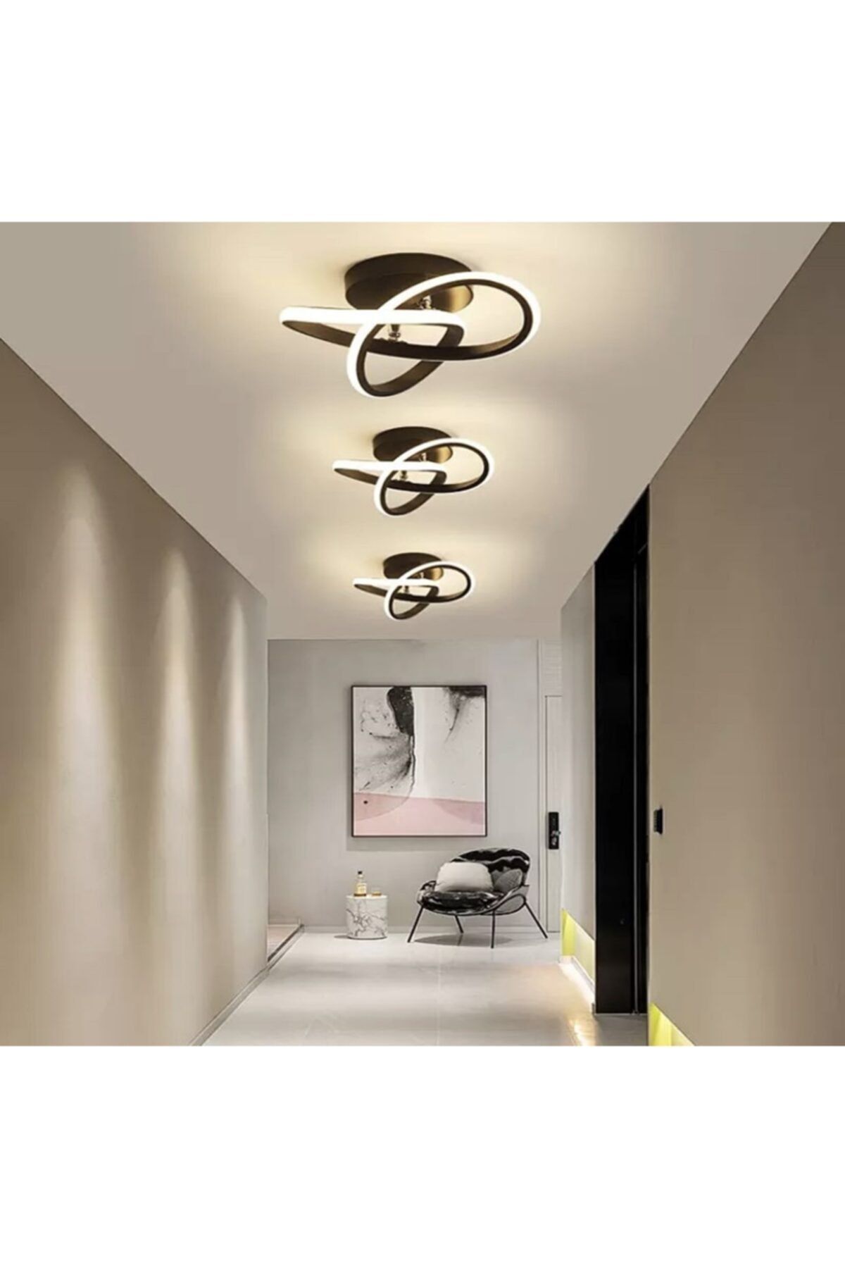 burenze Modern Plafonyer Tavan Led Avize 3’lü Set Koyu Kahverengi Ledli Avize