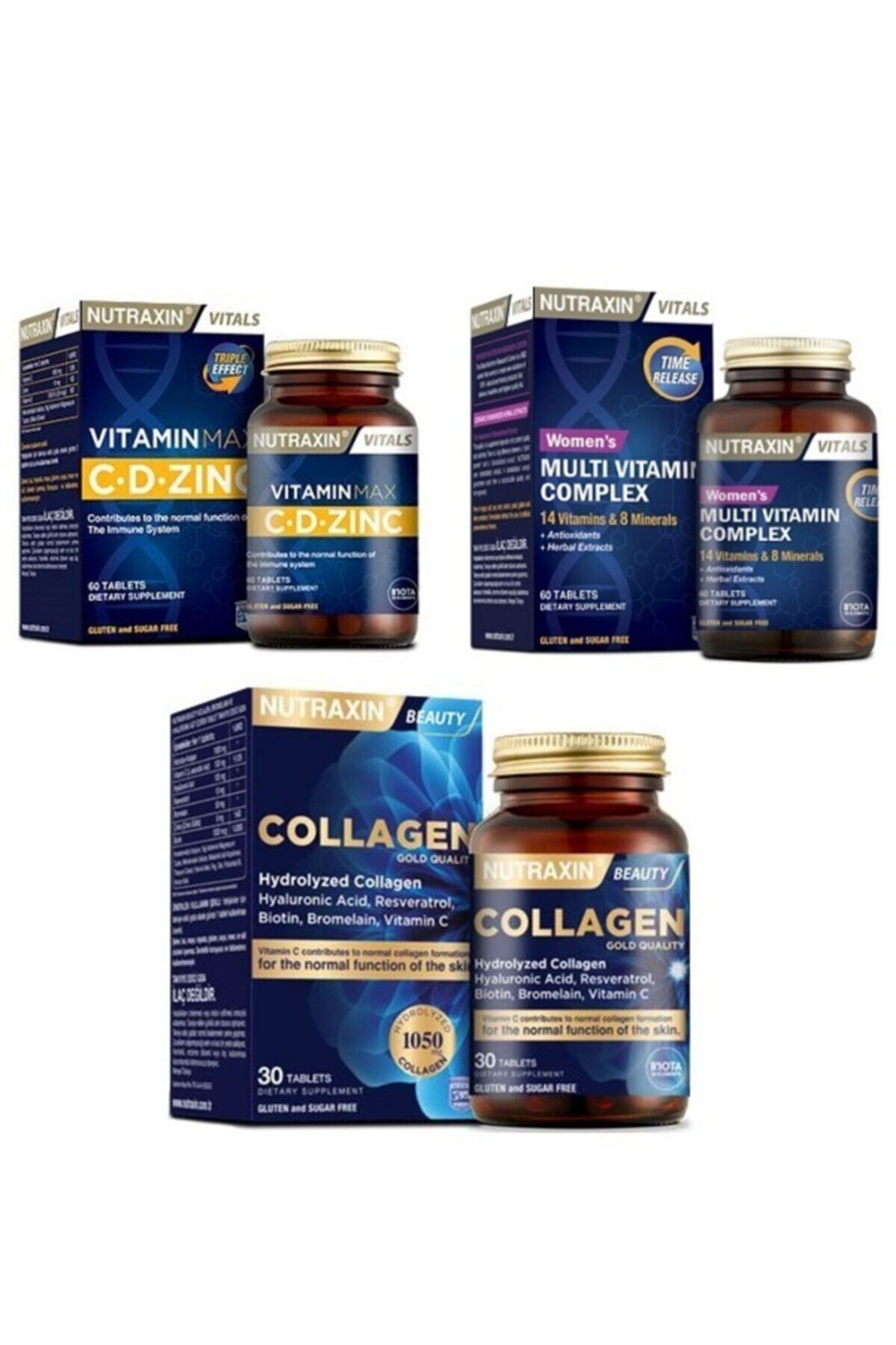 Nutraxin Kadınlara Özel Takviye 60 Tablet+vitamin Max C-d-zınc 60 Tablet+hidrolize Kolajen 30 Tablet