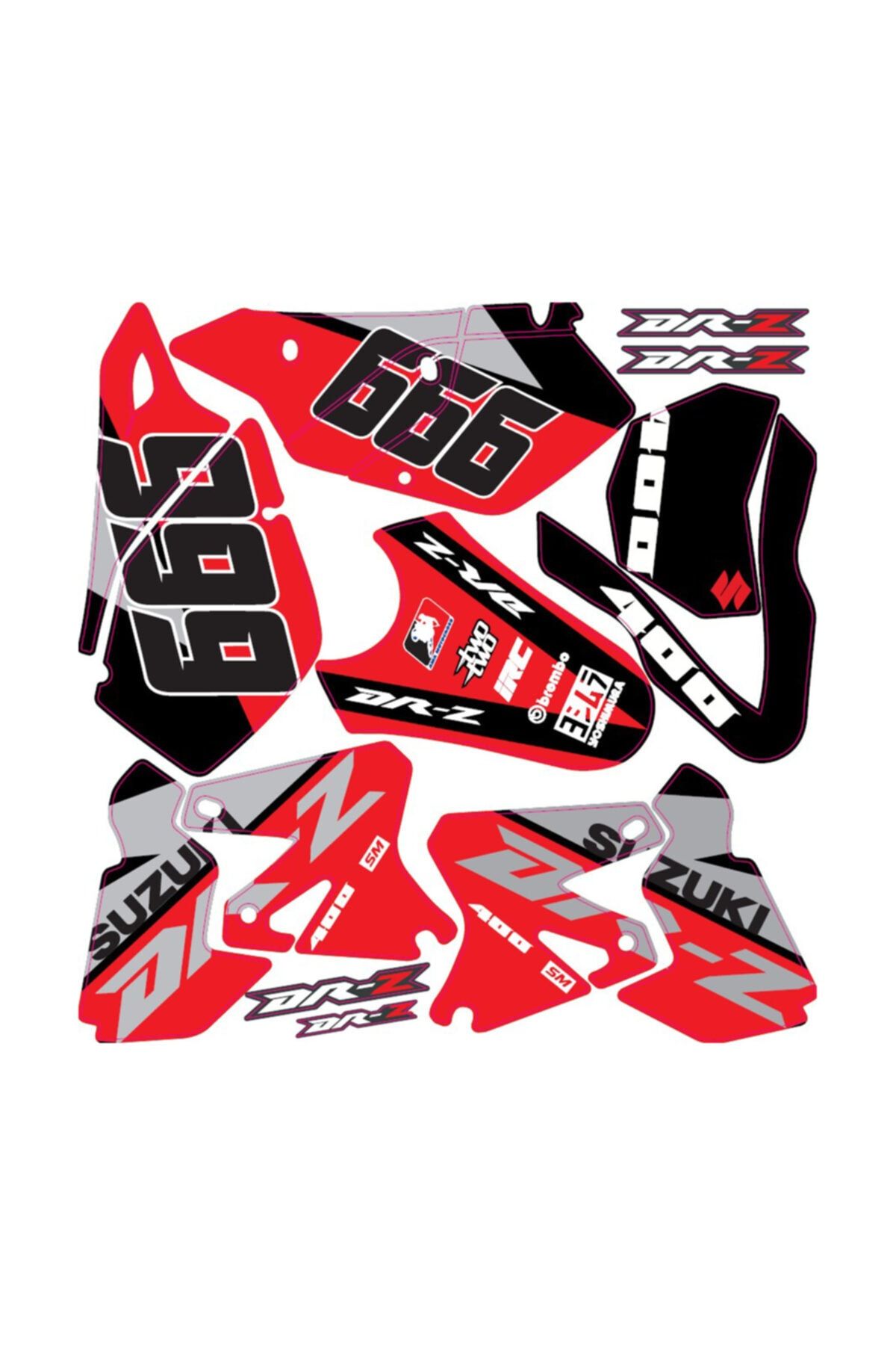 apline Suzuki Drz 400 Sm Sticker Seti Full Kırmızı
