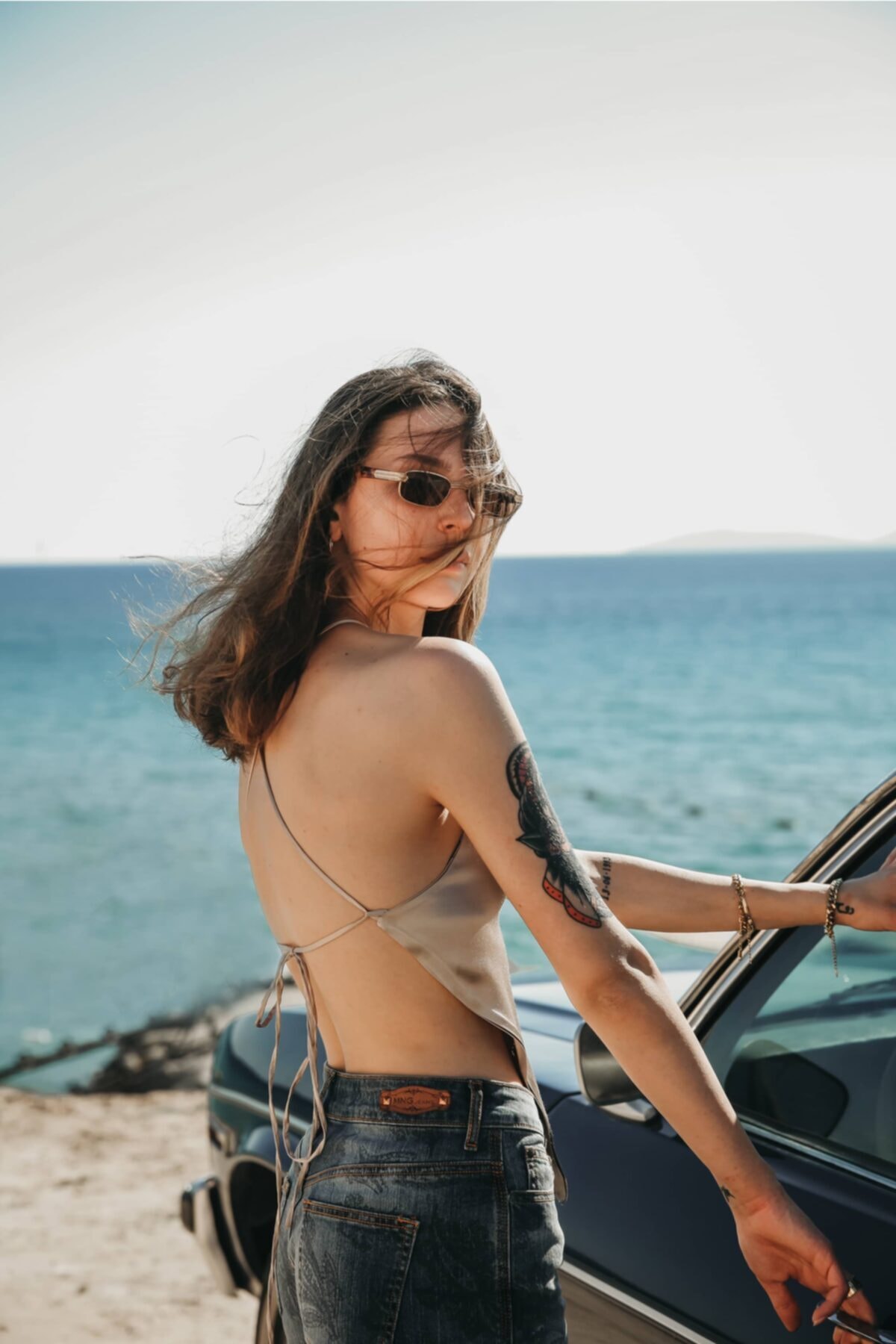 ANTOA Carmen Bronz Saten Crop