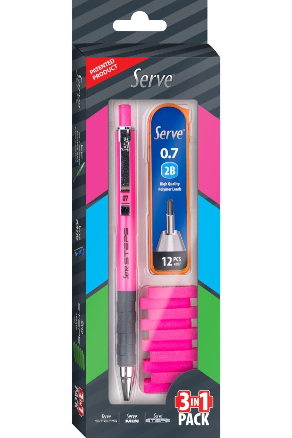 Serve Steps 3'lü Okul Seti - Fosforlu Pembe