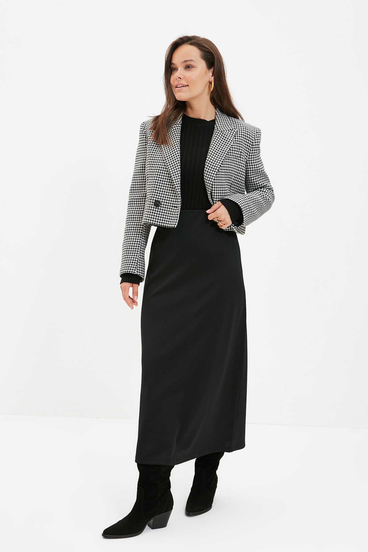 Trendyol Modest Siyah Örme Etek TCTAW22EE0016