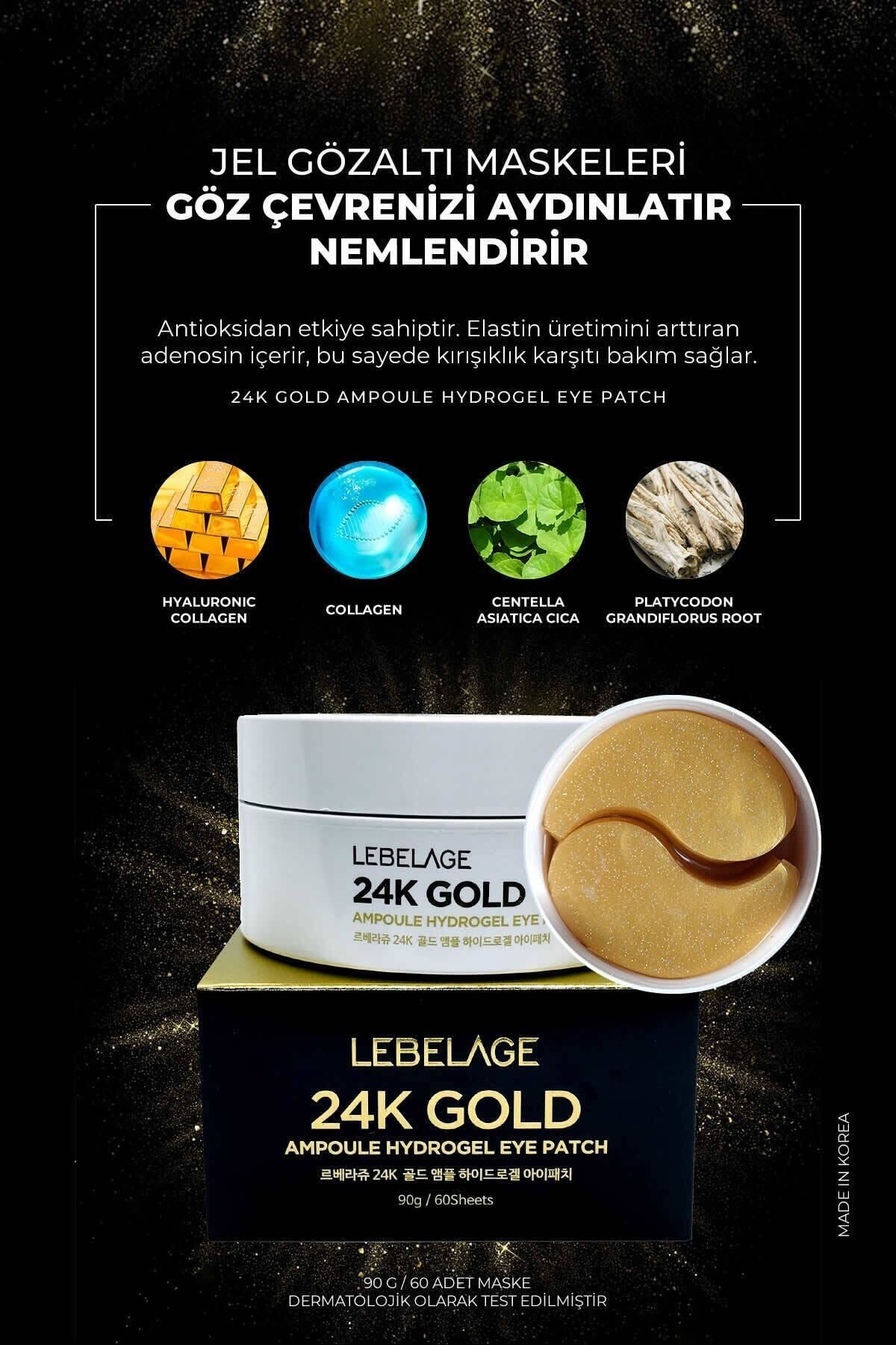 LEBELAGE 24k Şişkinlik,kırışıklık Karşıtı Ve Aydınlatıcı Göz Maskesi Gold Ampoule Hydrogel Eye Patch