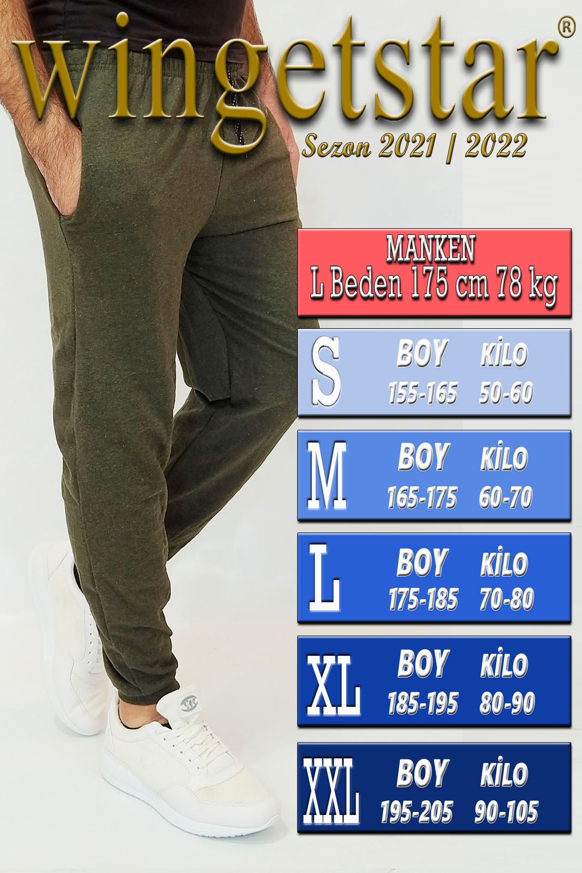 wingetstar Haki Lastik Paça Eşofman