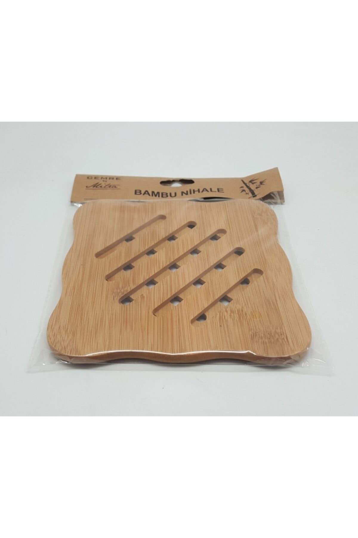 evvehediyelikesya Bambu Çizgili Kare Nihale Tencere Tava Çaydanlık Altı Altlık