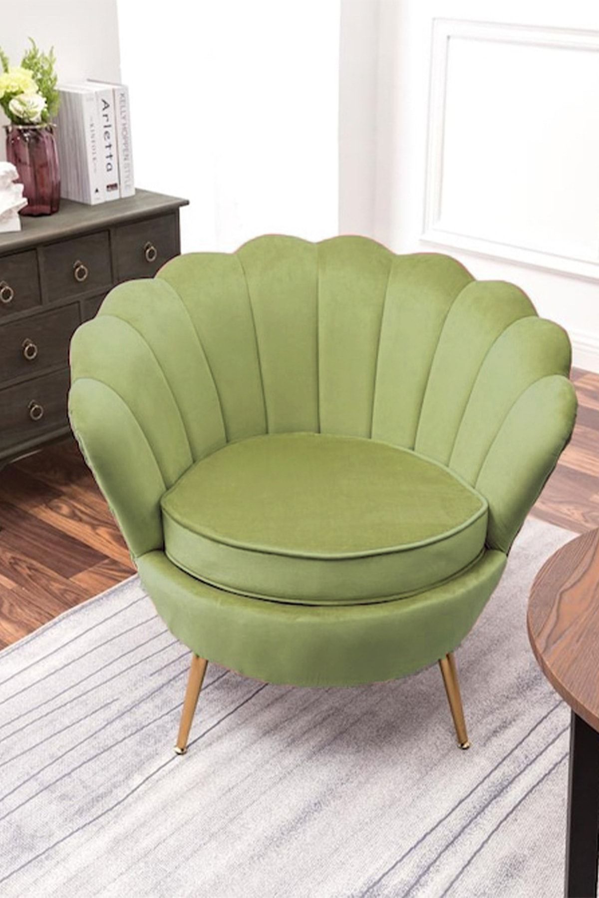 S&S HOME DESIGN Papatya Istiridye Berjer (YEŞİL) Dairenize Teslim