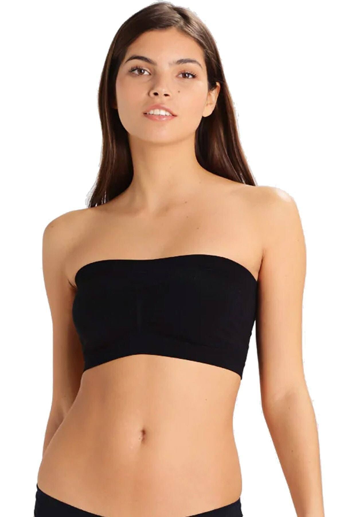 Emay Seamless Straplez Dikişsiz Soprcu Bustiyer 4002 Siyah