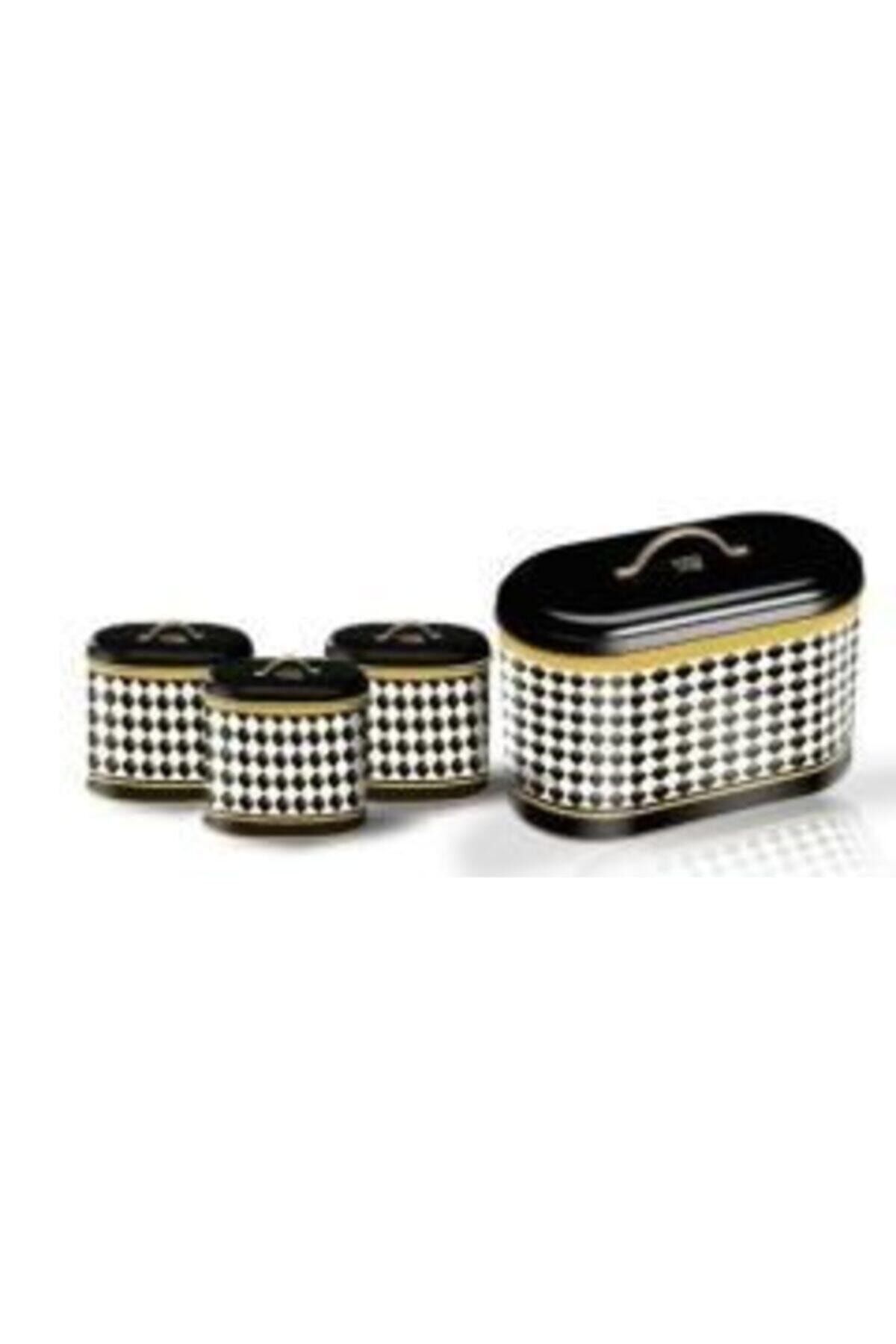 VİP AHMET Damalı Metal Oval Ekmeklik Seti 4'lü
