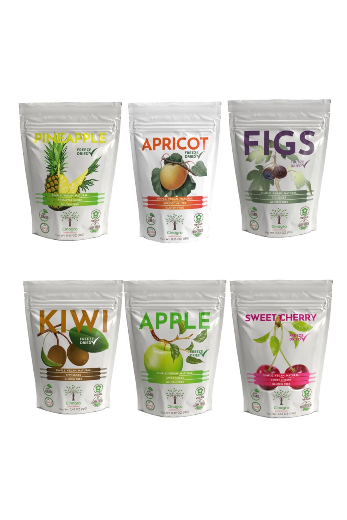 Cinagro Goodies Dondurularak Kurutulmuş Meyve Seti 6'lı