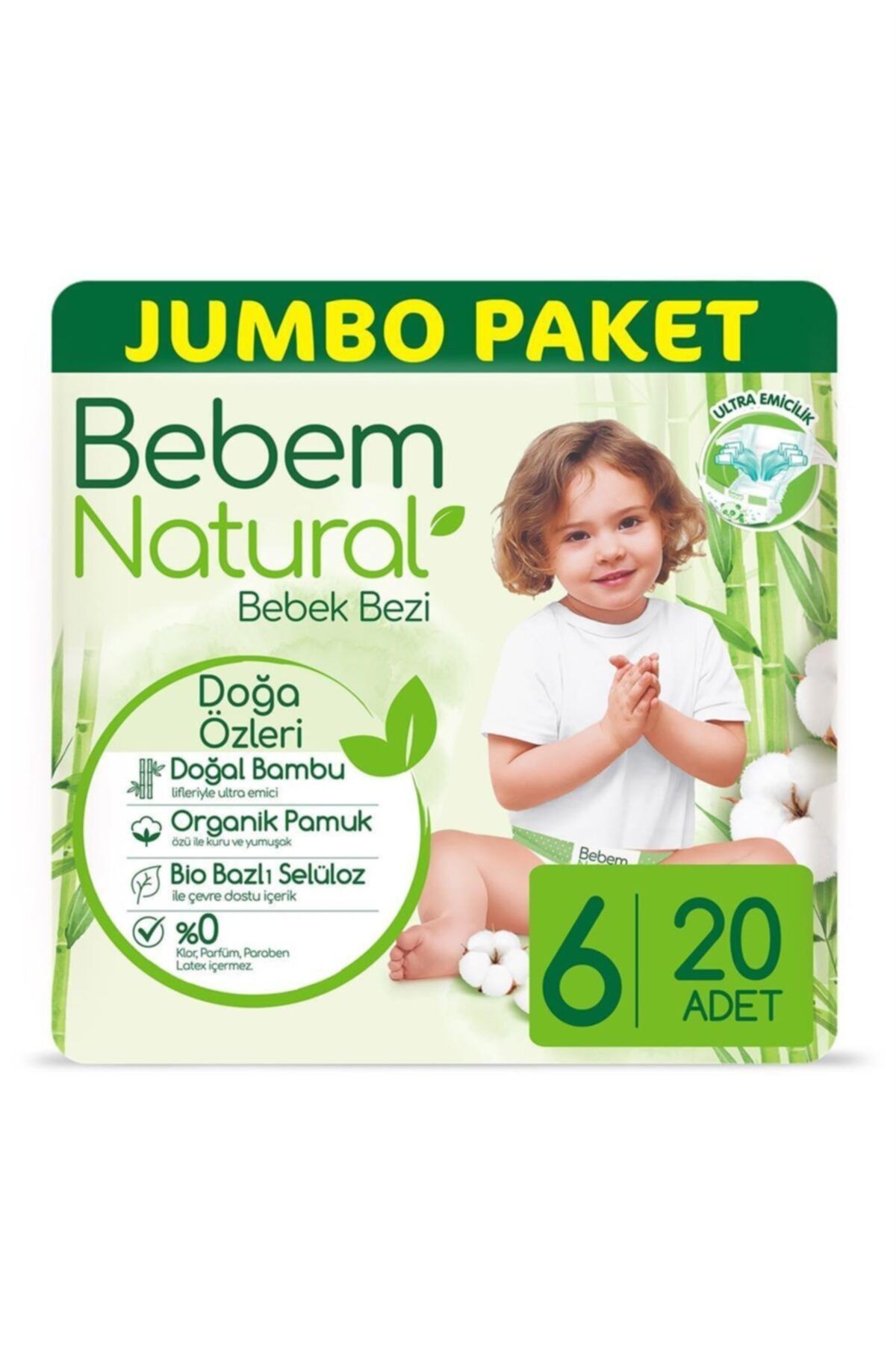 Bebem Natural Junior 6 Beden 15+ kg Jumbo Avantaj Paketi 20 Adet