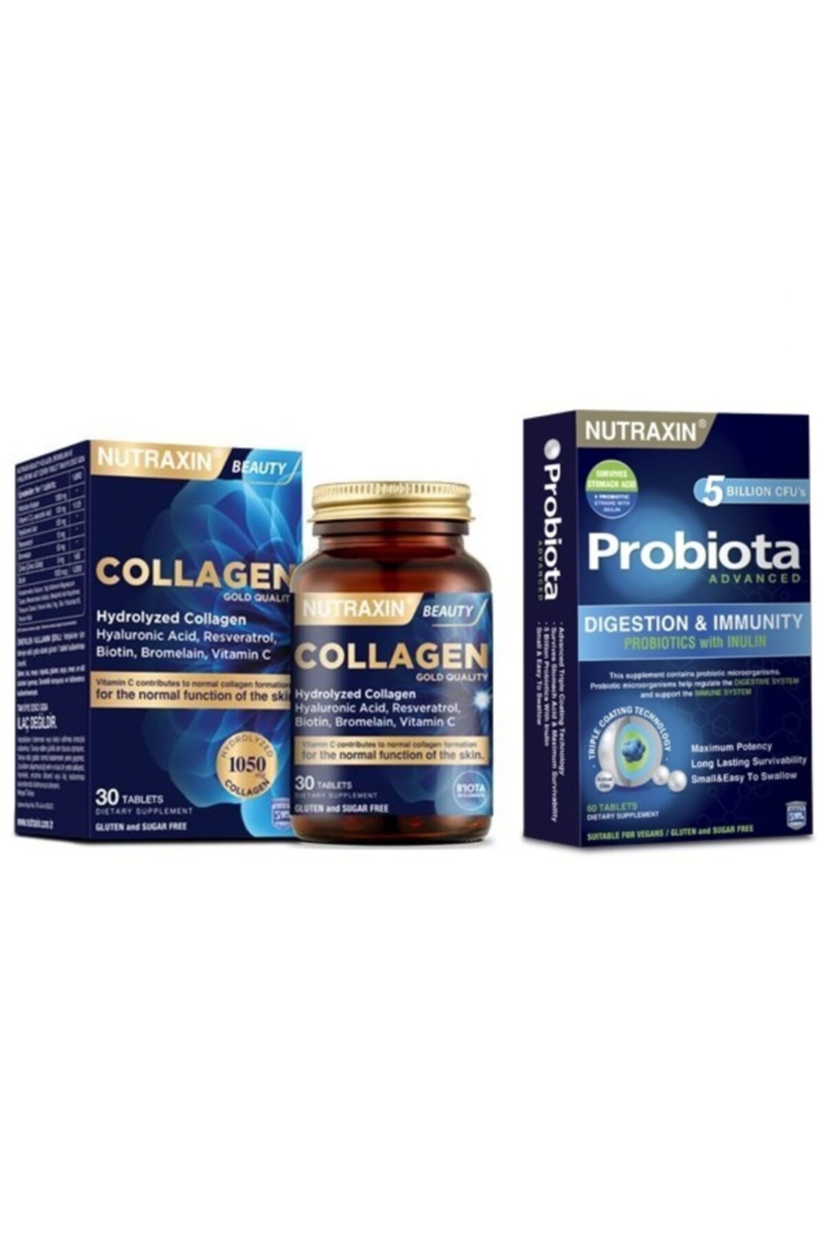 Nutraxin Bağışıklık Sistemini Destekleyen Probıata Advanced 60 Tablet+hidrolize Kolajen Içeren 30 Tablet
