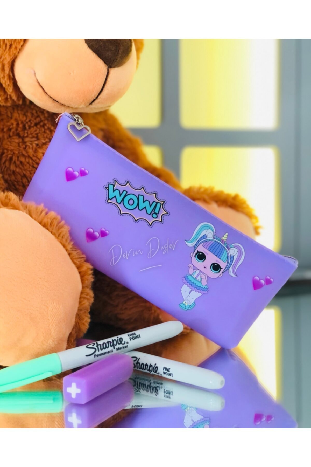 Derin Düşler Lol Rengarenk Baskılı Silikon Mor Kalem Kutusu Kalemlik
