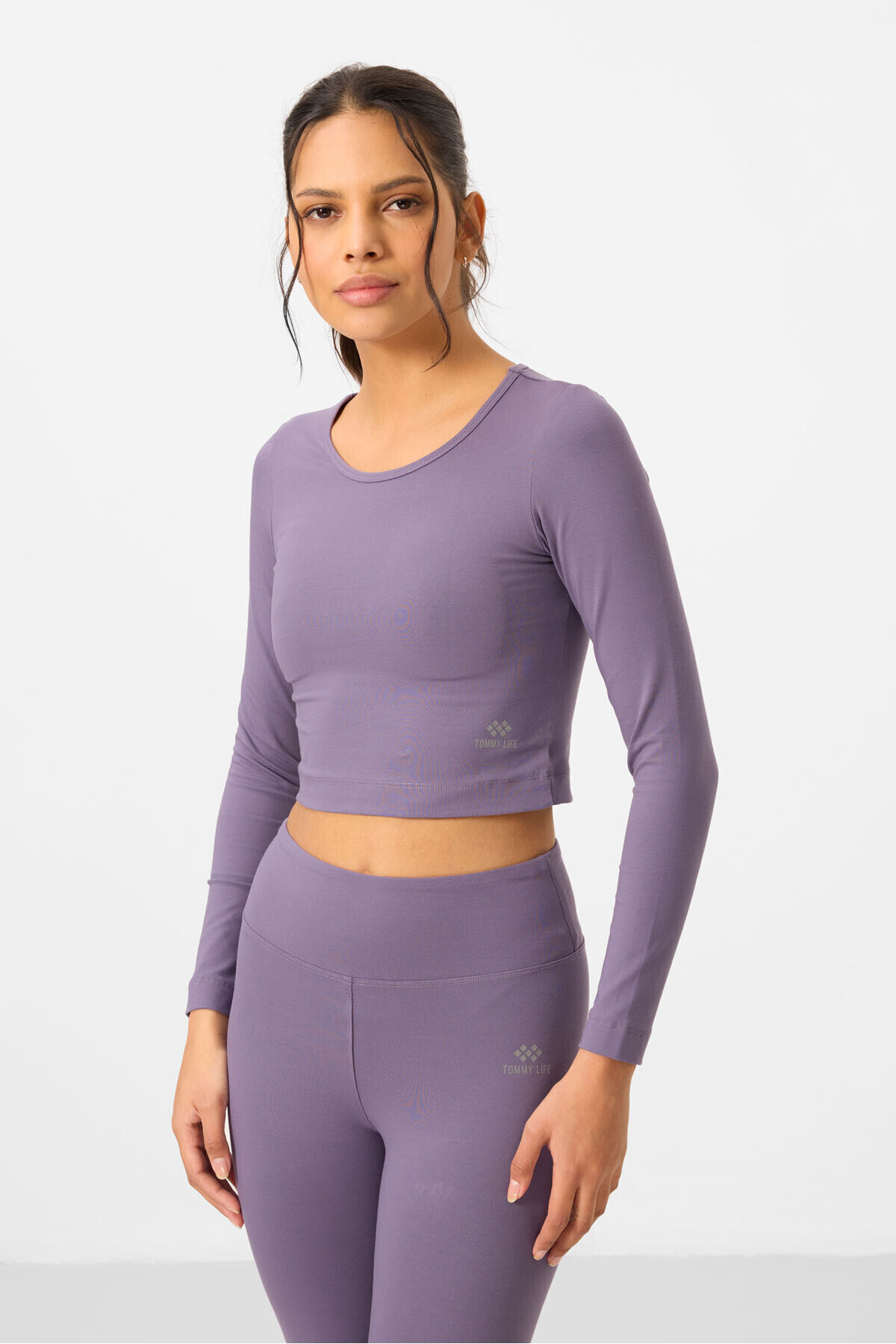 Eflatun فaق Belnd آستین بلند Slim Fit Ball Ball Ball Female Team Team - 95286