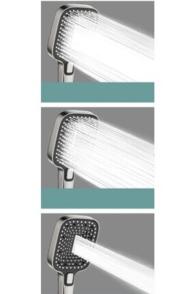 Lüks Siyah-Krom Yağmurlama Tepe Duş Seti Image 4