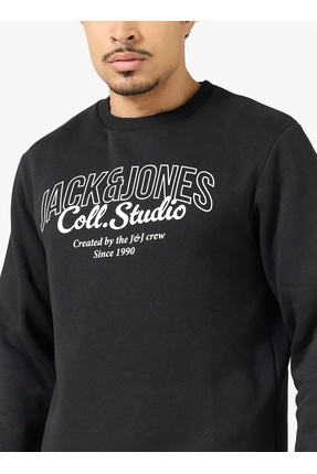 Jjmakoto Sweat Crew Neck Erkek Sweat 12278601 Print:Big Print/Black Image 2