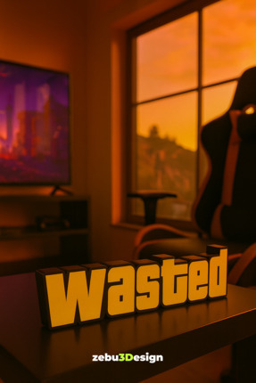 Wasted Yazı Figürü Masa Dekoru | Sarı | Oyuncu Odası Gaming Aksesuarı | 20 Cm Image 1