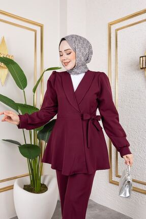 Kadın Pens Detaylı ikili Takım Tesettür Alt üst Takım Image 3