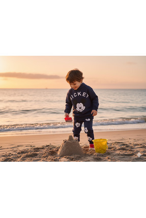 2-5 Yaş Mickey Mouse Baskılı Kapüşonlu Çocuk Eşofman Takımı | Mevsimlik Image 1