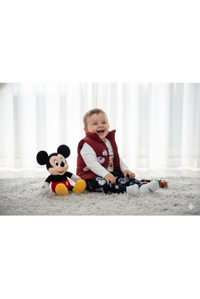 9-24 Ay Mickey Mouse Baskılı 3'lü Yelekli Bebek Takımı | Mevsimlik Image 2