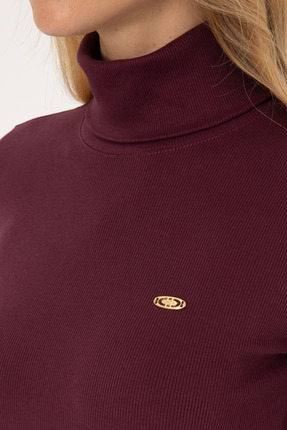Kadın Bordo Balıkçı Yaka Sweatshırt 50313430-VR177 Image 6