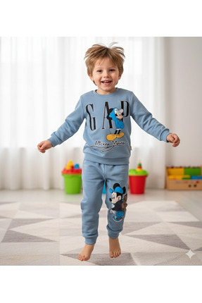 2-5 Yaş Mickey Mouse Baskılı Çocuk Eşofman Takımı | Mevsimlik Image 1