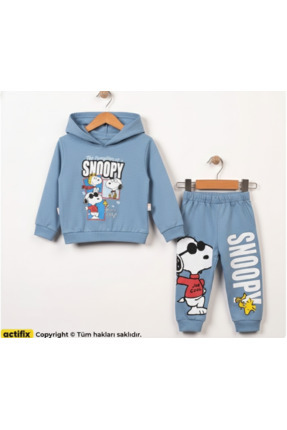 6-24 Ay Snoopy Baskılı Kapüşonlu Bebek Eşofman Takımı | Mevsimlik Image 0