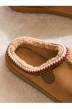 Bej İçi Tüylü Erkek Ev Terliği Image 2