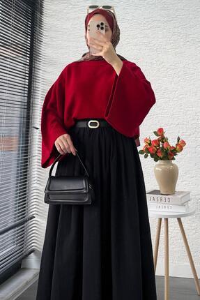 Nervür Detaylı Cepli Poplin Etek – Siyah Image 3