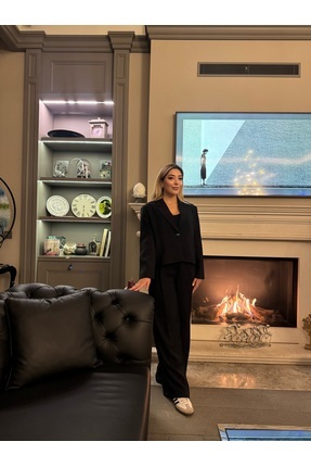 Kadın siyah blazer pantolon takım Image 2