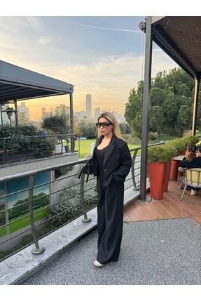 Kadın siyah blazer pantolon takım Image 0