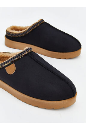 Siyah İçi Tüylü Erkek Ev Terliği Image 2