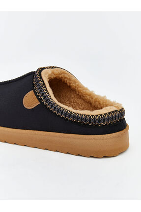 Siyah İçi Tüylü Erkek Ev Terliği Image 4