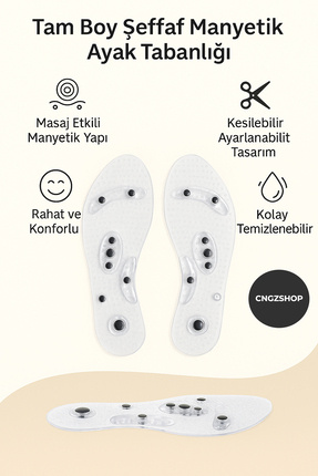 Tam Boy Şeffaf Manyetik Ayak Tabanlığı | Masaj Noktalı Rahatlatıcı Ortopedik Tabanlık Image 1