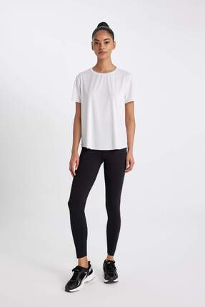 Siyah Yüksek Bel Beli Saran Toparlayıcı Esnek Premium Sporcu Tayt C9191AX25SP Image 3