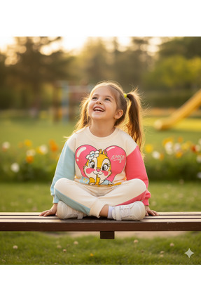2-7 Yaş Ayıcık Chip & Dale Desenli Çocuk Eşofman Takımı | Mevsimlik Image 2