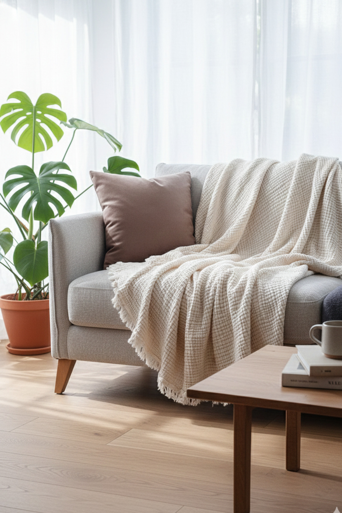 شال نشین صندلی نخی Müslin / پتو تلویزیون (100 200 200 سانتی متر)