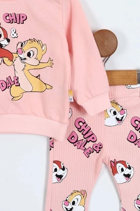 6-24 Ay Chip & Dale Baskılı İspanyol Paça Bebek Takımı | Mevsimlik Image 3