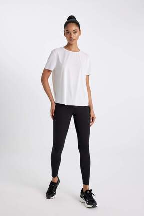 Siyah Yüksek Bel Beli Saran Toparlayıcı Esnek Premium Sporcu Tayt C9191AX25SP Image 5