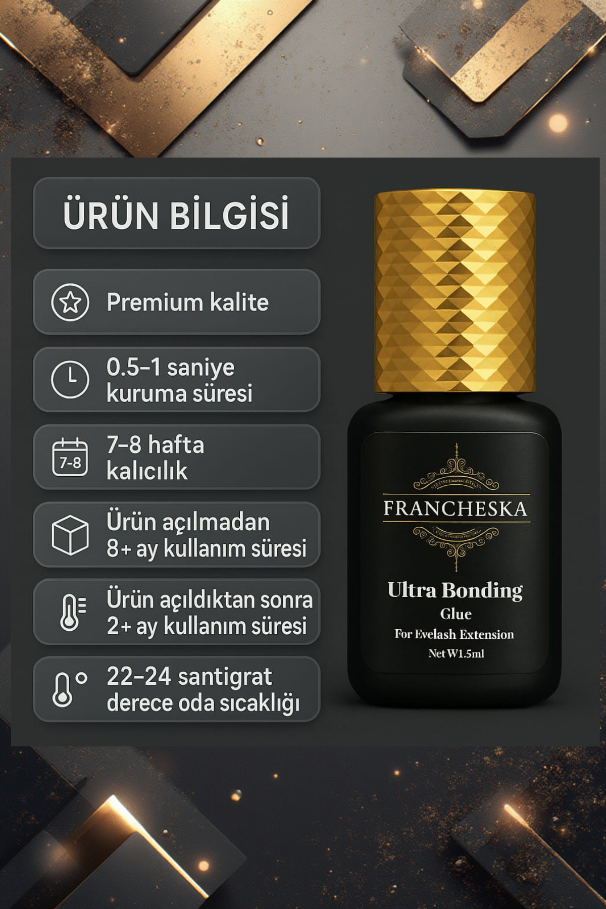 چسب مژه ابریشم مشکی Ultrabond Premium - خشک کردن 1 ثانیه با ماندگاری 8 هفته