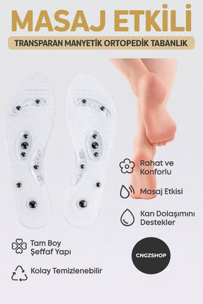 Tam Boy Şeffaf Manyetik Ayak Tabanlığı | Masaj Noktalı Rahatlatıcı Ortopedik Tabanlık Image 3