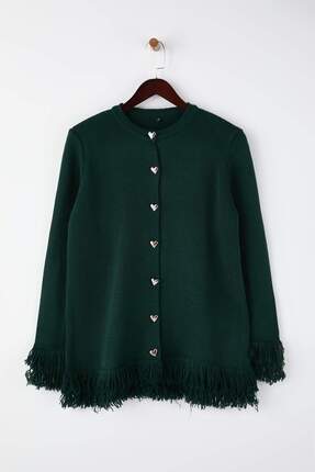 Zümrüt Yeşili Püskül Detaylı Triko Hırka TCTAW26TH00020 Image 4