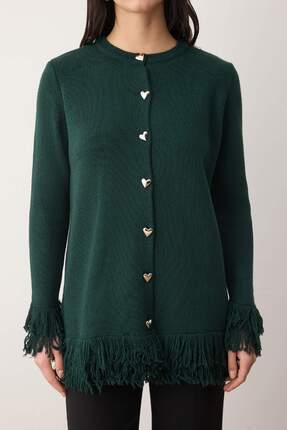 Zümrüt Yeşili Püskül Detaylı Triko Hırka TCTAW26TH00020 Image 2
