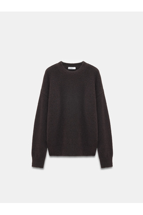 10640 Bisiklet Yaka Yumuşak Dokulu Triko Kazak-Acı Kahve Image 5