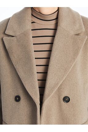 LCWAIKIKI Classic Ceket Yaka Kadın Kaşe Kaban Image 5