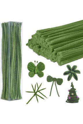 3'lü Şönil Set Pastel Pembe (50) , Beyaz (25) , Ordu Yeşili (25) Şönil ,Çiçek Yapımına Uygun Tüylü Image 5