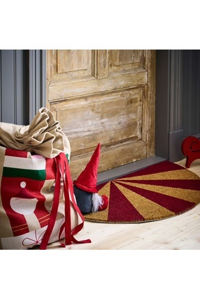 Vinterfint Büyük Ebat Yarım Daire 50x90 cm Kırmızı Desenli Kaydırmaz Yüzeyli Kapı Önü Paspas Image 3
