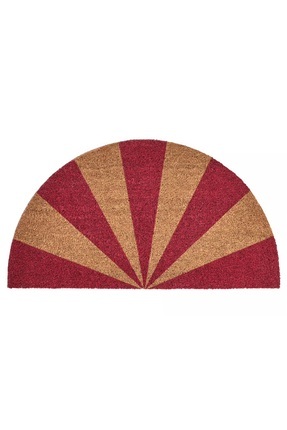 Vinterfint Büyük Ebat Yarım Daire 50x90 cm Kırmızı Desenli Kaydırmaz Yüzeyli Kapı Önü Paspas Image 1