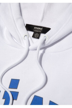 Miav Baskılı Kapüşonlu Beyaz Sweatshirt 0S10122-620 Image 6